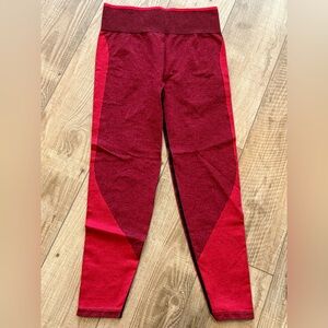 PINK Victoria's Secret Red Leggings with Color-Block Design